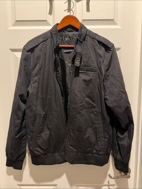 Members Only Men's Dark Black Bomber Jacket